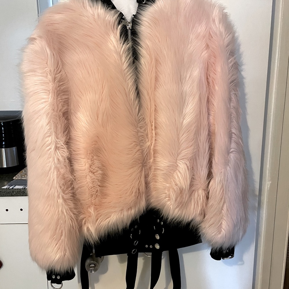 Pink Fuzzy Festival Coat Dolls Kill goth punk